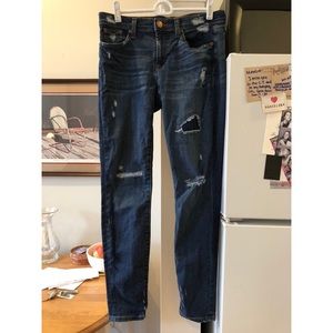 J. Crew Distressed Denim Toothpick Jeans 28